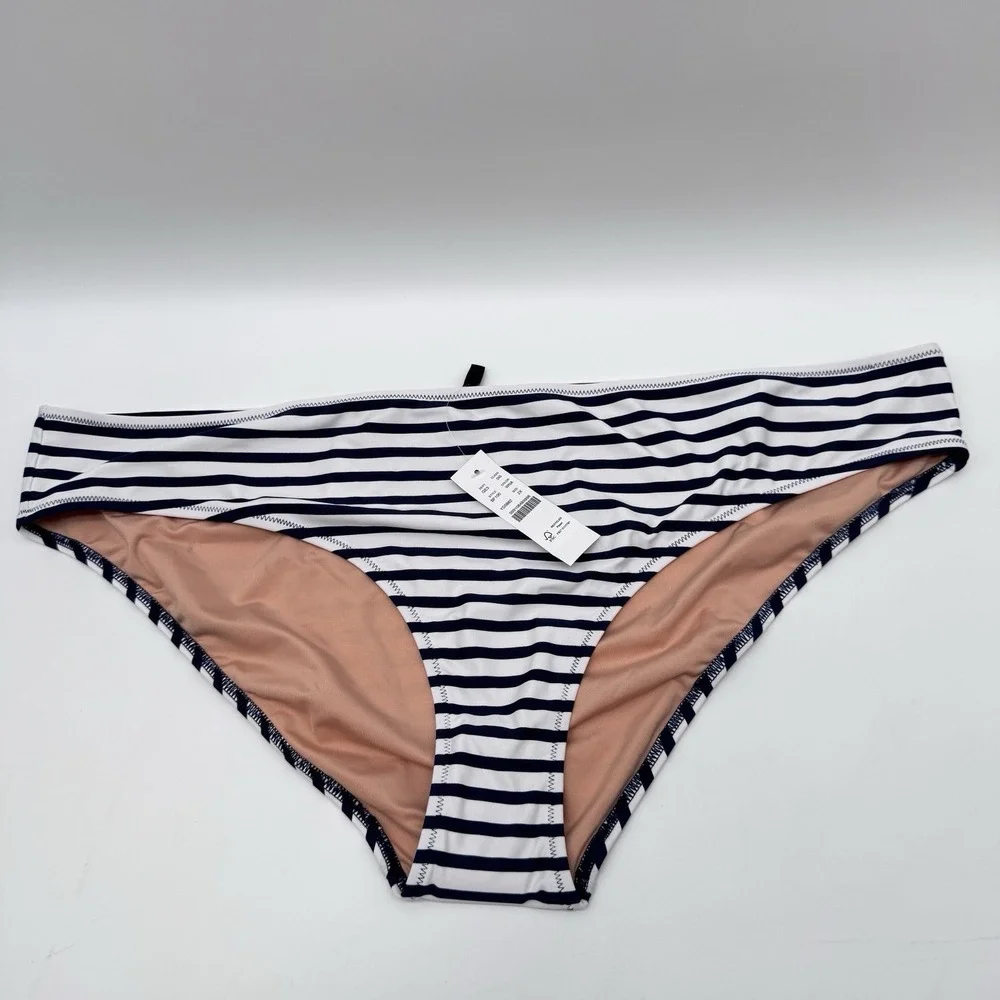 New J. Crew Bikini Bottom Navy blue white stripe women's Size 2X